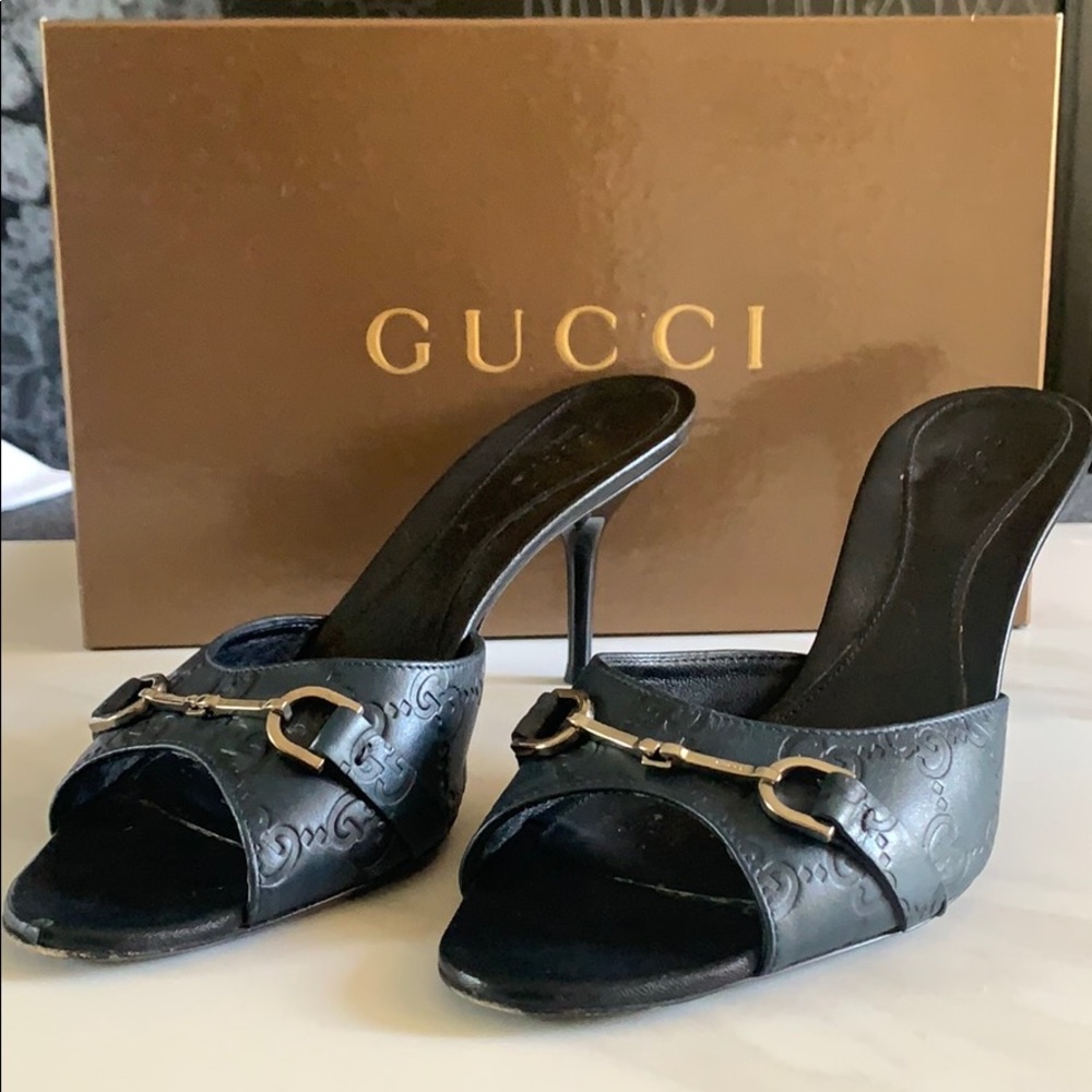Gucci Guccissima Signature Monogram Heeled Mule